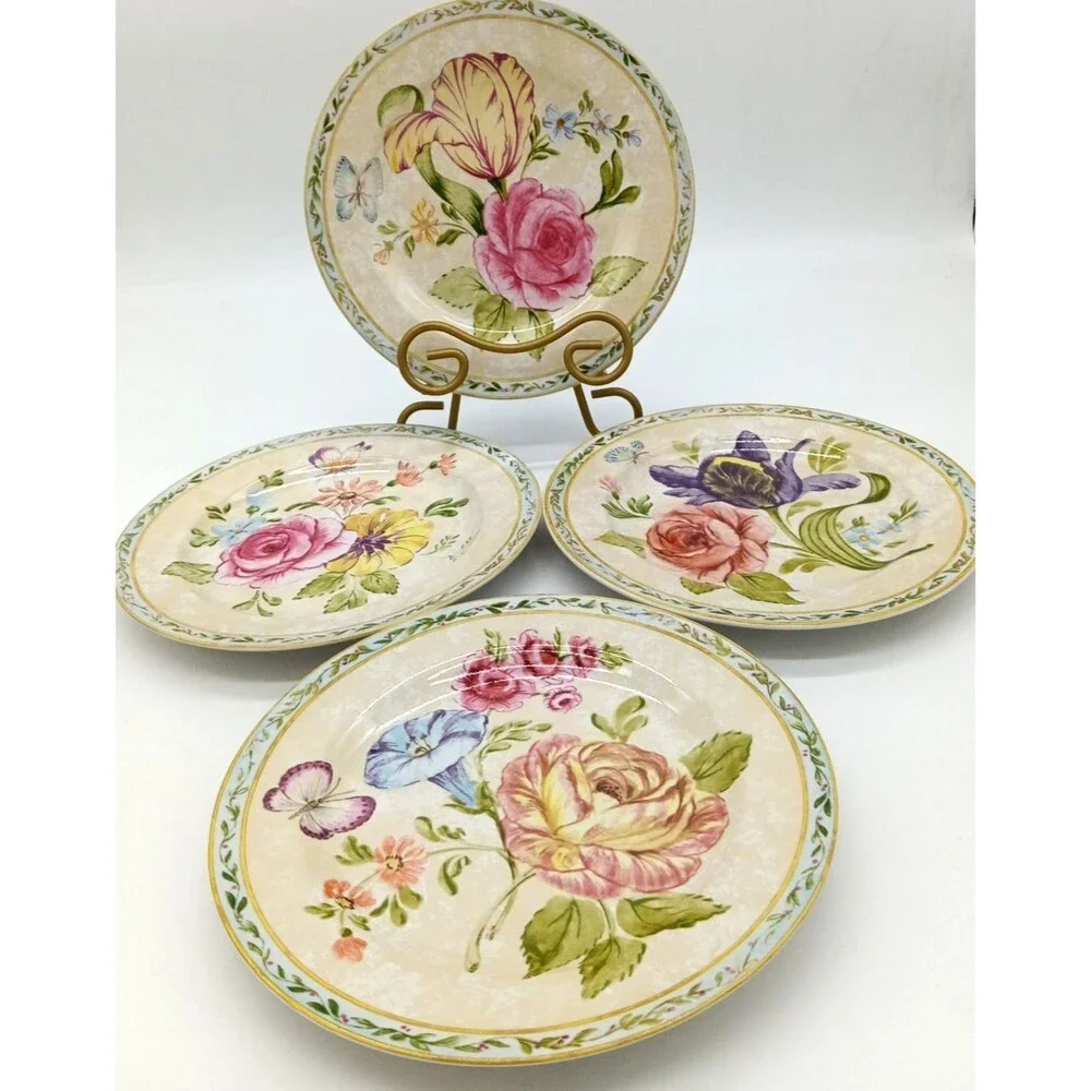Vintage American Atelier Floral Daze 5024 Set of 4 Stoneware 8